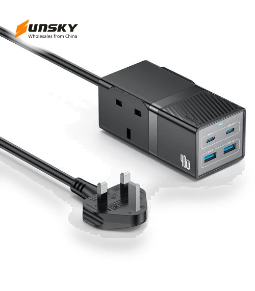 40W Power Strip with 4 USB Ports and 2 Sockets - UK Plug — Accessories by Yesido