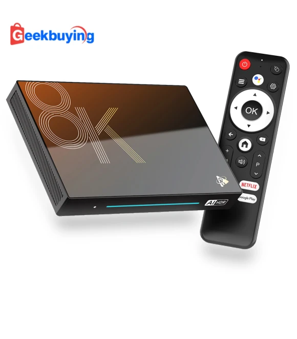 Android 14 TV Box with 4GB RAM, 32GB Storage, 8K Support — Lighting by H96