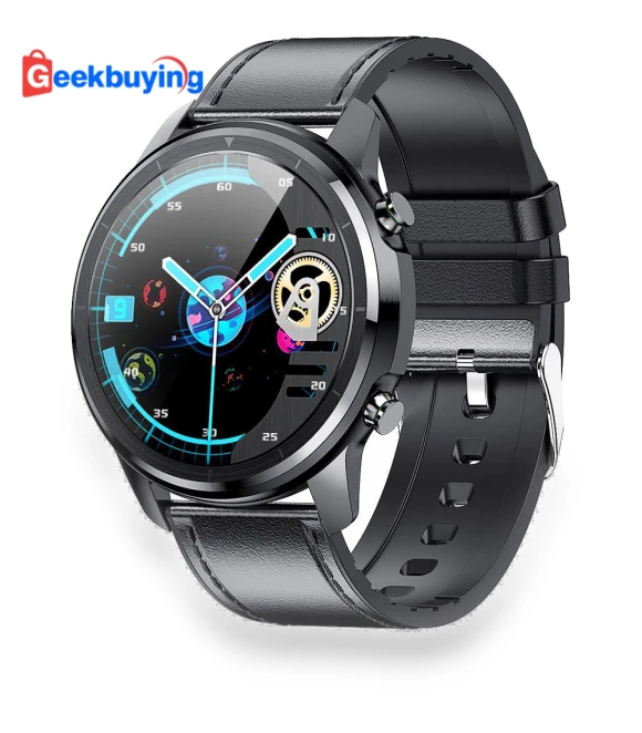 Full Touch HD Amoled Sports Fitness Watch Leather - Black — Smartwatches and Fitness Trackers by LEMFO