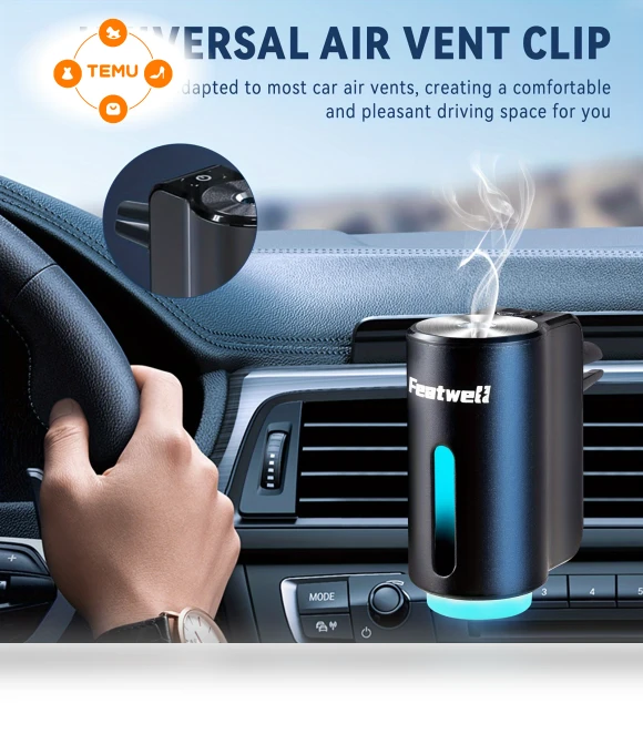 Smart Car Air Aromatherapy Diffuser with 3 Adjustable Settings — Humidifiers