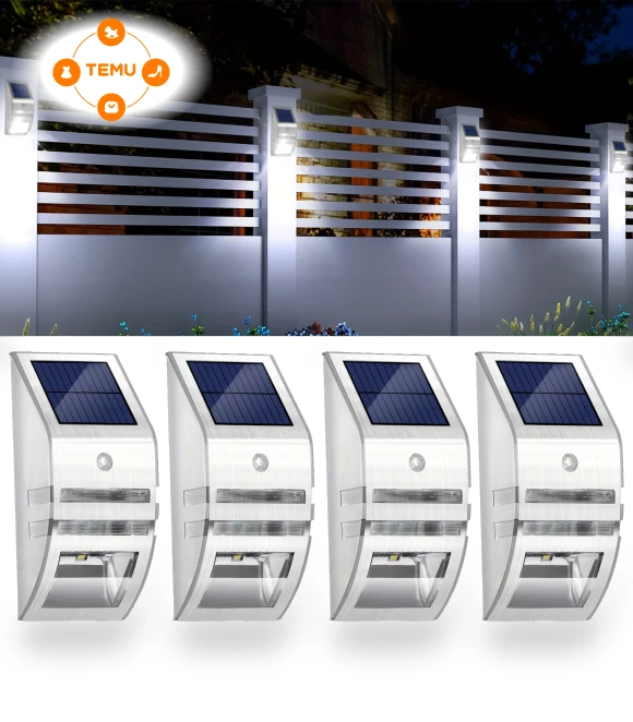 Solar Deck & Fence Lights with Motion Sensor - 4 Pack — Portable Power Stations