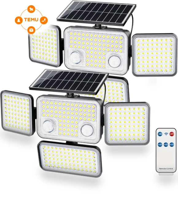 Solar Motion Sensor Security Flood Light with 4 Heads — Portable Power Stations by Jackyled