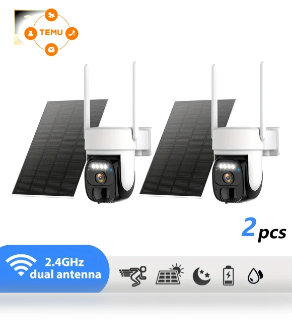 Solar Panel 2K WiFi Security Camera Outdoor [2-Pack] — Cameras