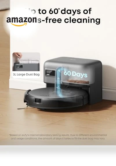 Robot Vacuum with Self Emptying Station, 60 Days Hands Free Cleaning, Ultra-Slim Design — Smart Cleaning Robots, eufy