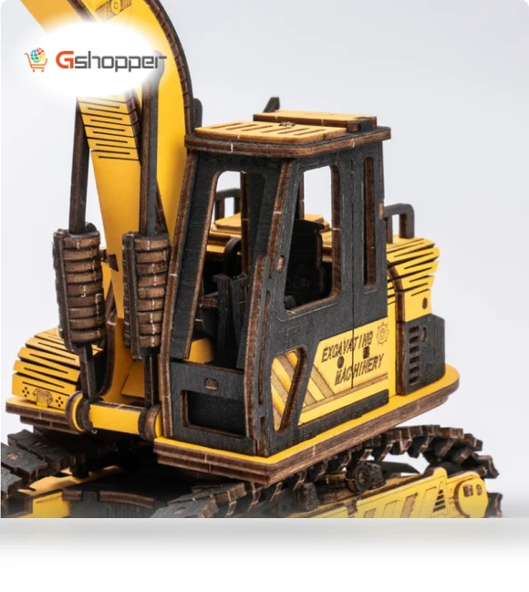 Excavator Engineering Vehicle 3D Wooden Puzzle — , Robotime