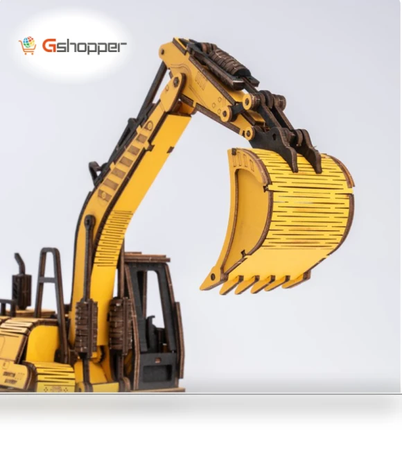 Excavator Engineering Vehicle 3D Wooden Puzzle — , Robotime