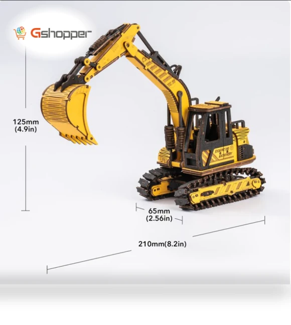 Excavator Engineering Vehicle 3D Wooden Puzzle — , Robotime