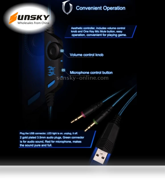Over-ear Gaming Headset with Mic and LED Light — Headsets, KOTION EACH