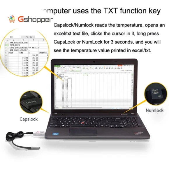 USB Temperature Sensor Waterproof Temperature Probe — Thermometers, TEMPer
