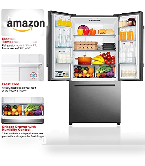 French Door Refrigerator with Installed Ice Maker and Bottom Freezer — Cooling Solutions, Galanz