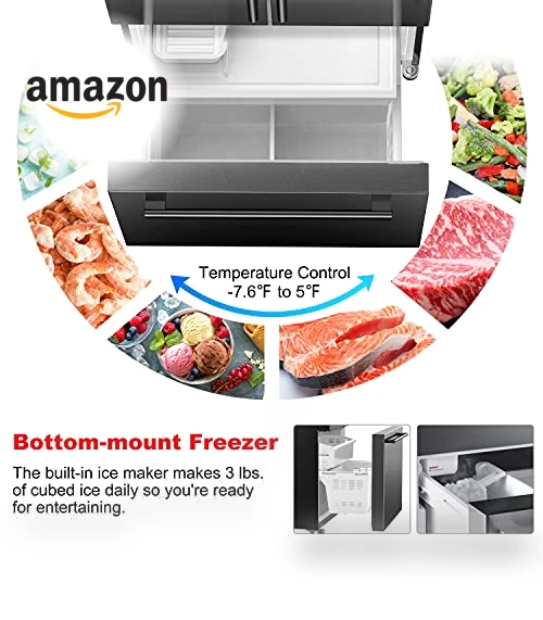 French Door Refrigerator with Installed Ice Maker and Bottom Freezer — Cooling Solutions, Galanz
