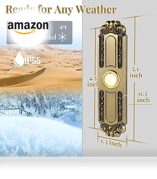 Lighted Doorbell Button Wired — Chimes, Dreyoo