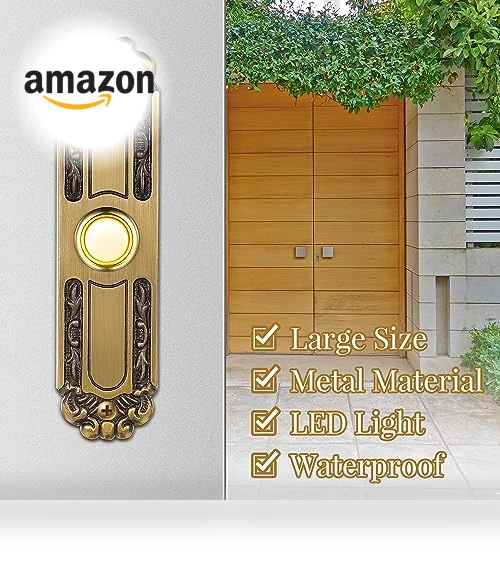 Lighted Doorbell Button Wired — Chimes, Dreyoo