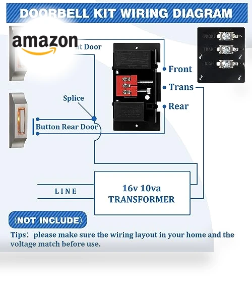 Wired Doorbell Chime Kit with Lighted Metal Push Buttons — Push Buttons, Saillong