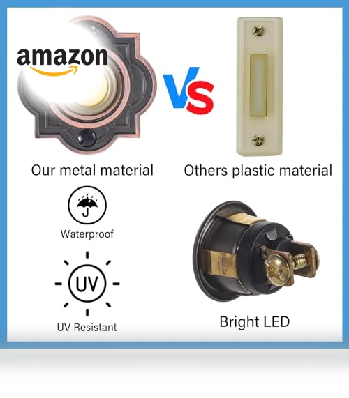 Wired Lighted Up LED Doorbell Button — Push Buttons, RANERVZ