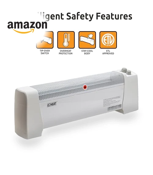 Baseboard Space Heater with Adjustable Thermostat — Portable Heating Solutions, EZ-HEAT
