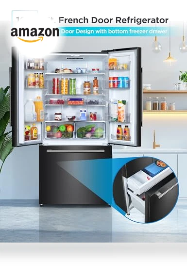 French Door Refrigerator with Built-in Ice Maker — Cooling Solutions, BLACK+DECKER