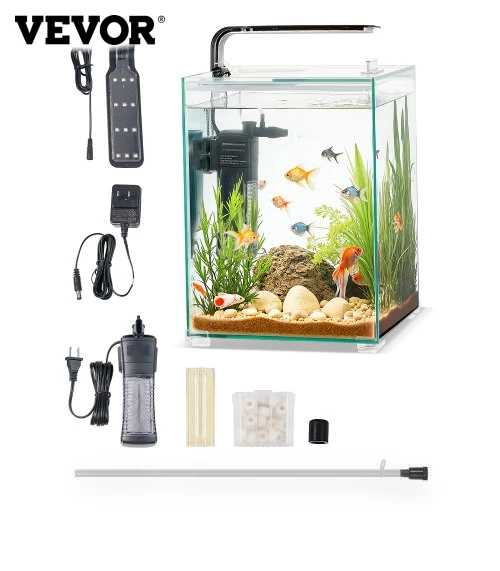 Smart Square Clear Glass Aquarium — Filtration, VEVOR