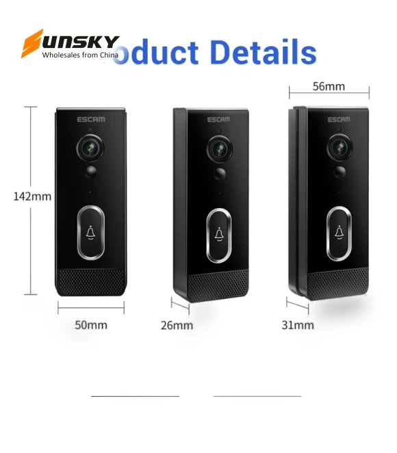Intelligent Two-Way Voice Night Vision Wireless Doorbell — Smart Home Security, ESCAM