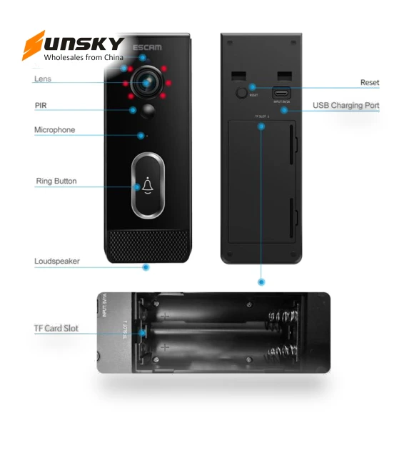 Intelligent Two-Way Voice Night Vision Wireless Doorbell — Smart Home Security, ESCAM