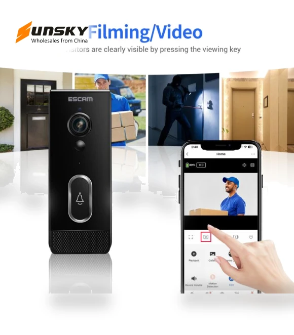 Intelligent Two-Way Voice Night Vision Wireless Doorbell — Smart Home Security, ESCAM