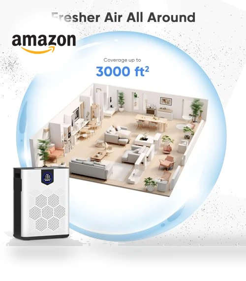 Large Room Air Purifier with H14 True HEPA Filter — Activated Carbon Air Purifiers, DAYETTE