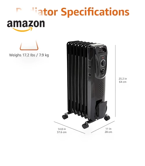 Oil Heater, Radiator Heater for Indoor Use — Portable Heating Solutions, Amazon Basics