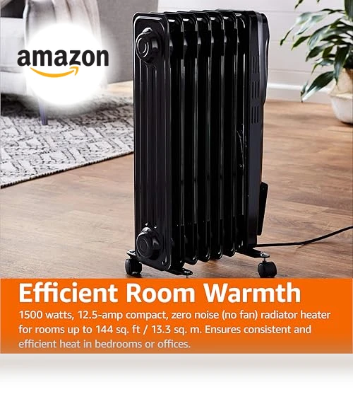 Oil Heater, Radiator Heater for Indoor Use — Portable Heating Solutions, Amazon Basics