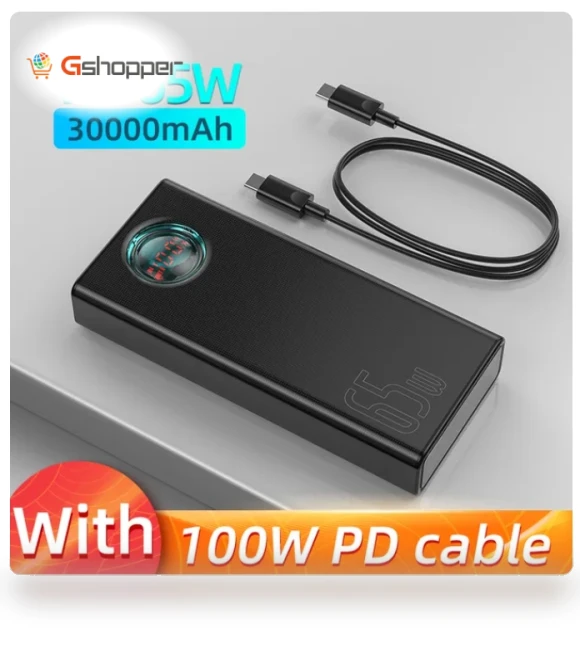 65W Power Bank 30000mAh PD Quick Charge — Chargers, Baseus