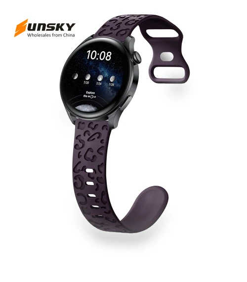 Concave Leopard Print Butterfly 8-shaped Buckle Silicone Watch Band — Girls' Watch Straps
