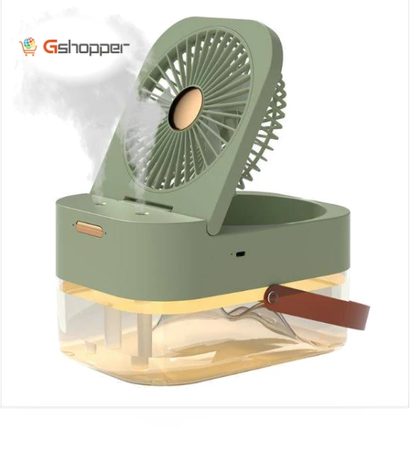 Dual Spray Humidification Fan with Ambient Light and Aromatherapy — Air Moisturizers