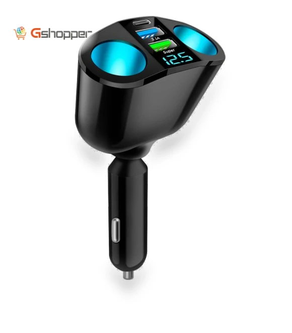 Dual USB Type-C Car Charger with Digital Display — Vehicle Power Solutions