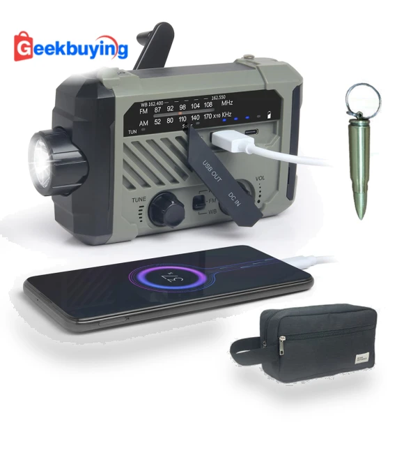 Emergency Solar Radio with Hand Crank — Weather, Other