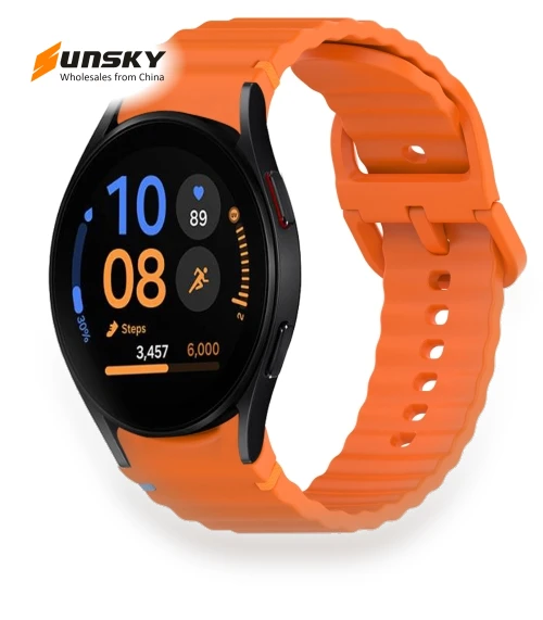 Wavy Grain Stitched Quick Release Silicone Watch Band — Girls' Watch Straps, Samsung