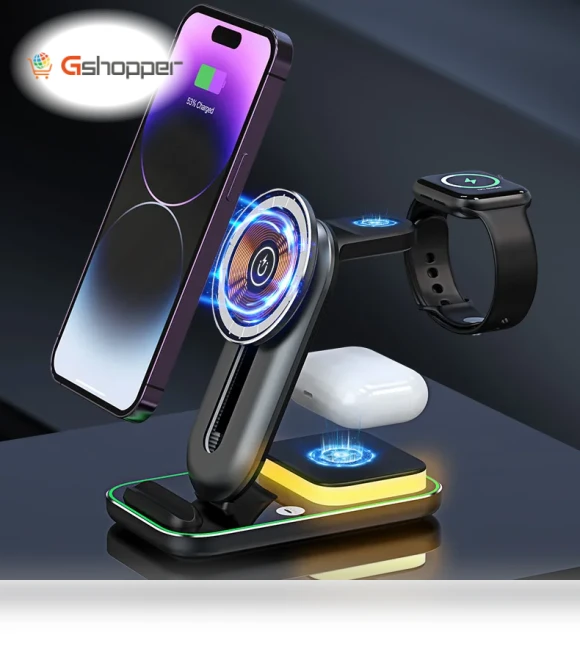 Magnetic 3-in-1 Wireless Charger with Night Light — Chargers