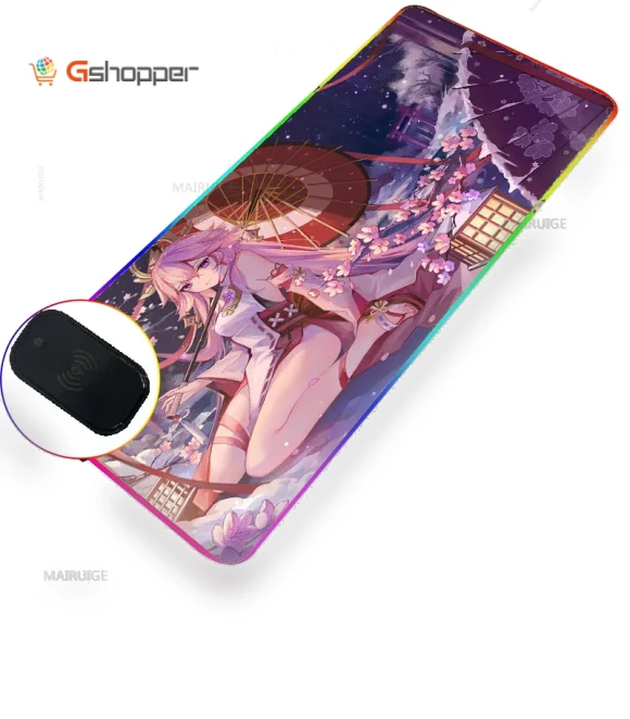 RGB Computer Waterproof Large Mouse Pad with Wireless Phone Charger — Mouse Pads