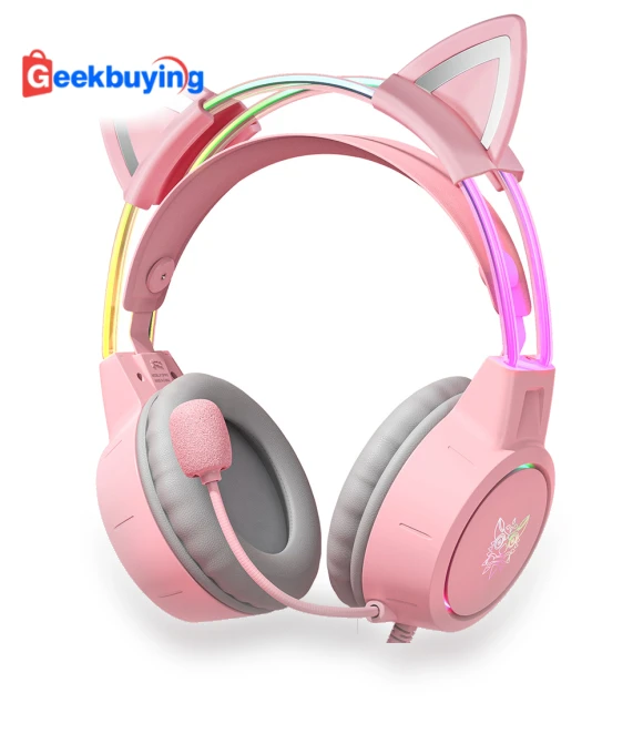 Wired Gaming Headphones with Cat Ear Design — On-Ear Headphones, ONIKUMA