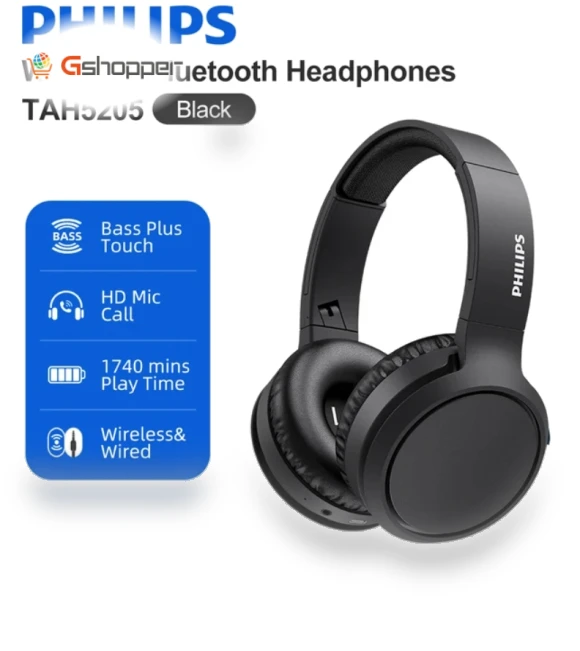 Wireless Bluetooth Headphones with Bass Plus Touch — Over-Ear Headphones, Philips
