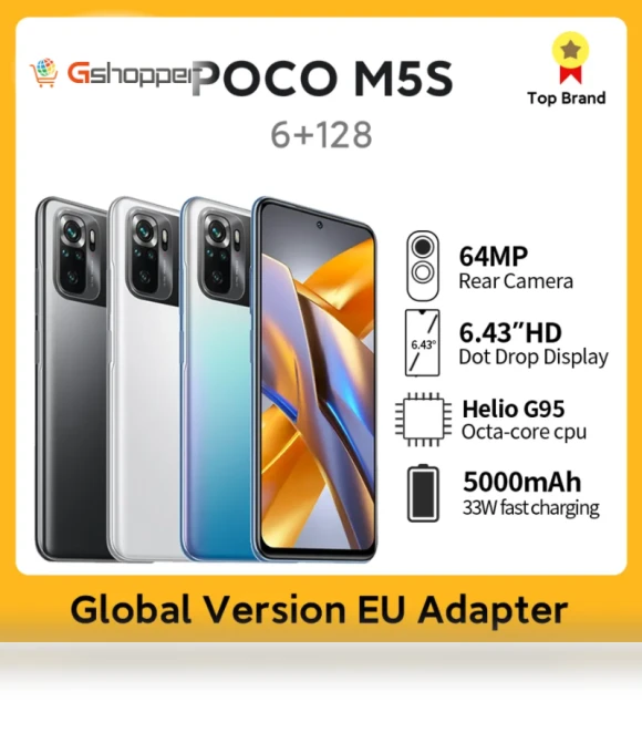 Global Version Smartphone with 64MP Quad Camera — Selfie Lights, POCO