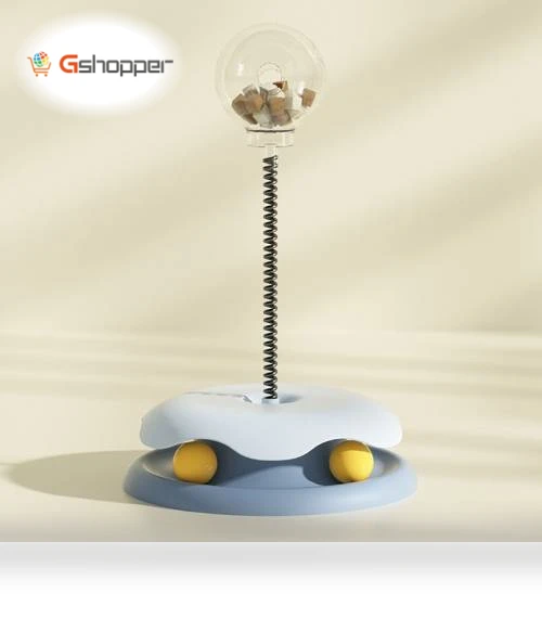 Teasing Cats Toy Turntable With Spring Leaky Food Ball — Cat Playthings