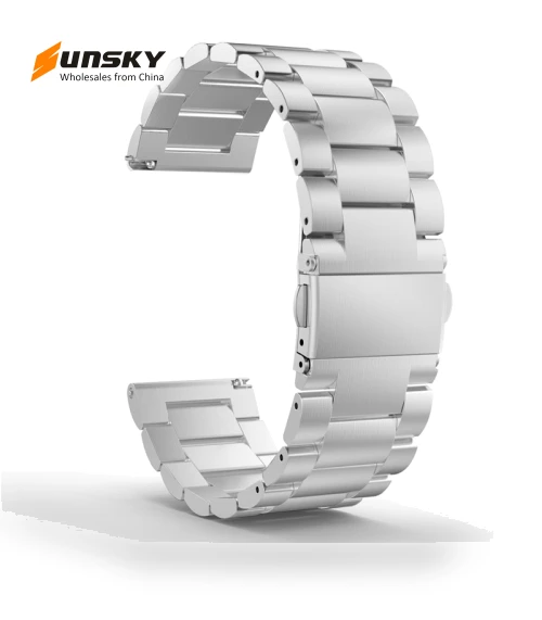 Three Flat Buckle Stainless Steel Replacement Watchband — Watch Straps & Bands