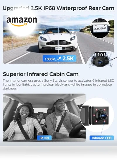3 Channel Dash Cam — Dashboard Cameras, AZDOME