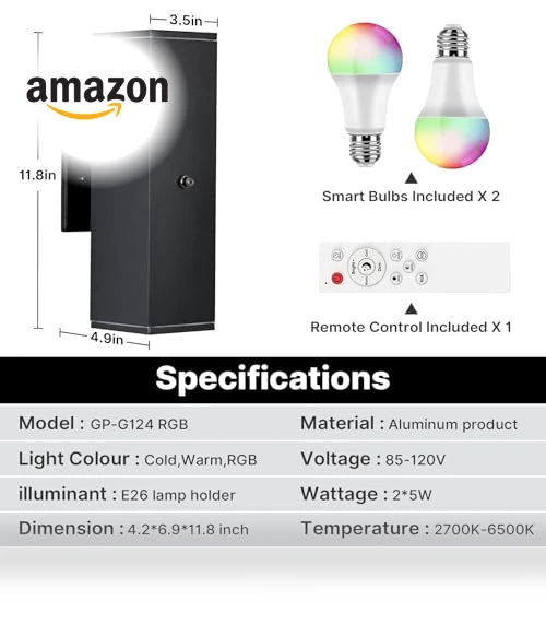 Outdoor Wall Lights 2 Pack — Garden Illumination, futxnziey