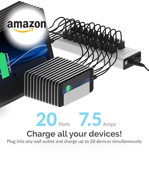 90W 20 Port USB 2.0 Fast Charger — Chargers, SABRENT