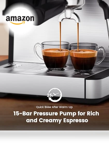Espresso Machine with Grinder and Milk Frother — Semi-Automatic Espresso Machines, COWSAR