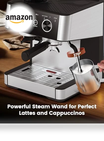 Espresso Machine with Grinder and Milk Frother — Semi-Automatic Espresso Machines, COWSAR