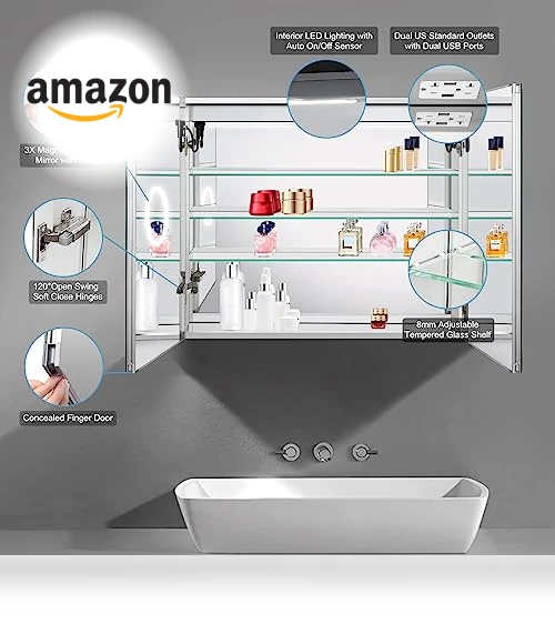 LED Mirror Medicine Cabinet — Shower, Wemin Smart Home