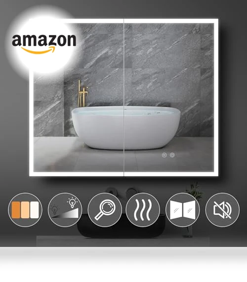 LED Mirror Medicine Cabinet — Shower, Wemin Smart Home