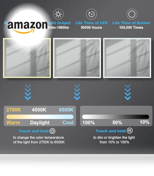 LED Mirror Medicine Cabinet — Shower, Wemin Smart Home