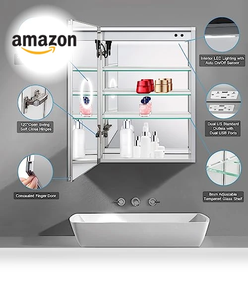 LED Mirror Medicine Cabinet — Shower, Wemin Smart Home